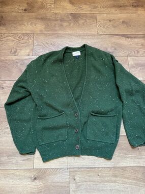 Universal Thread Dark Green Speckled Button-Front Cardigan